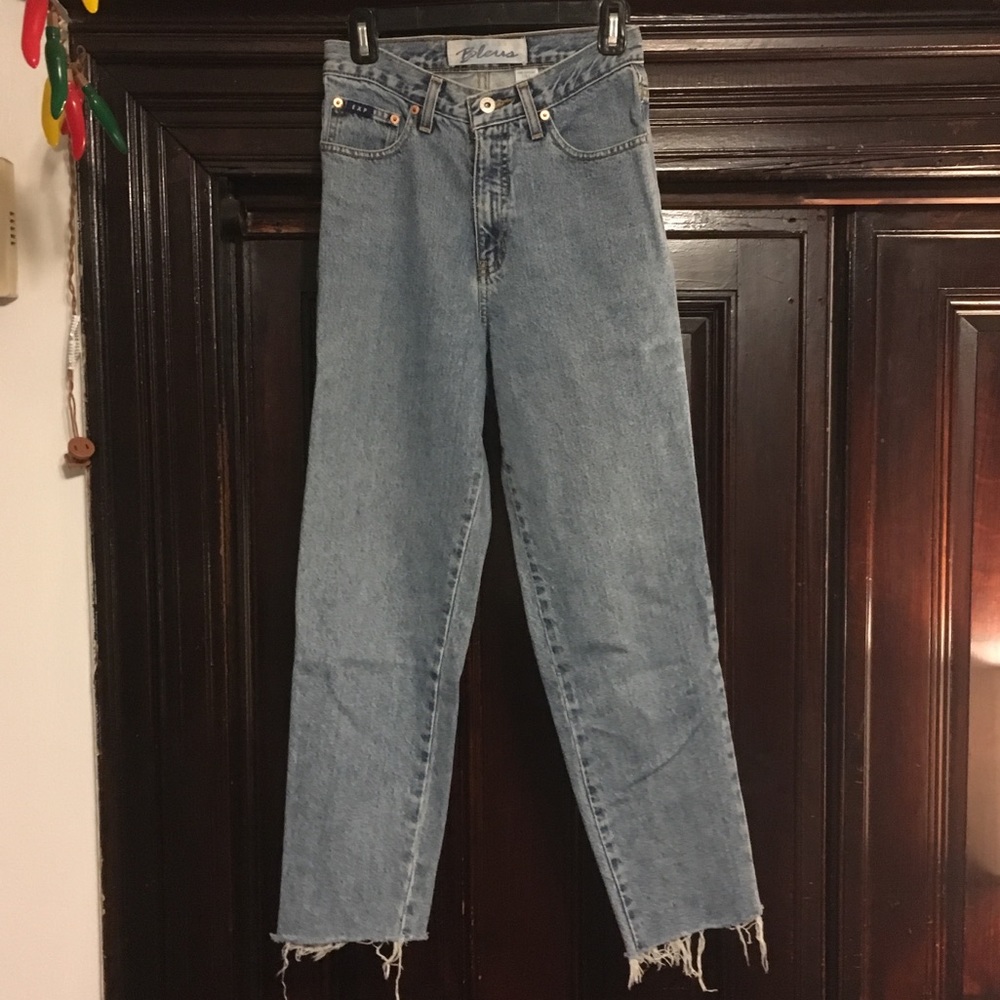 Vintage High Waist Ankle Crop Cutoff Jeans 28 x 27